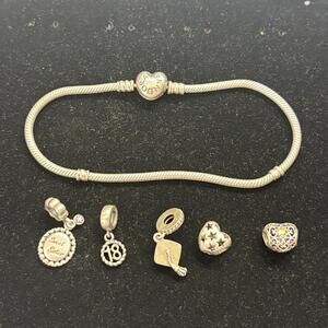 Pandora charm bracelet with 5 charms